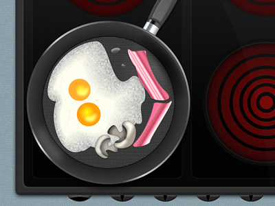 Fried eggs on a ceramic stove (2) dark fireworks grey illustration red silver vectors