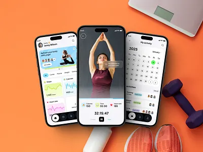 Meditation and Yoga Mobile App Design calm chill meditation mental health minimalism mobile apps psychologi relax ui uiux yoga