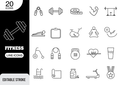 Fitness Icons branding design fitness icons graphic design illustration simple typography ui ux vector