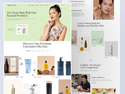 Beauty Care- Skincare Landing Page Website beauty beauty prouducts comestics cosmetology creme design ecommerce exploration hero section landing page makeup organic skincare serum skin skincare treatment ui uiux website website design