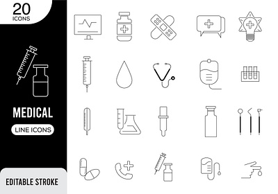 Medical Icons animation branding design graphic design illustration medical icons simple typography ui ux vector