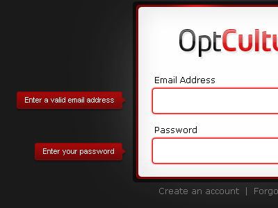 OptCulture - Login Page login validation