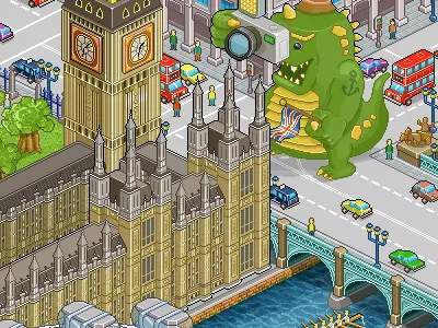 Just Visiting illustration monster pixel art