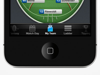 Tab bar Aussie Rules LIVE 2011 blue green icons ios tab bar