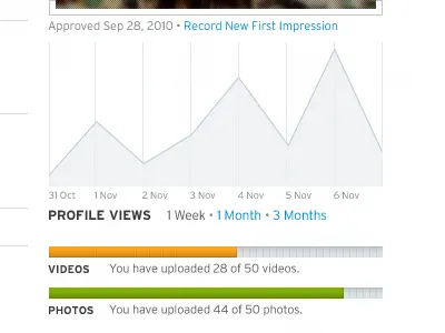 Profile Details bar graph spark graph statistics stats status status bar