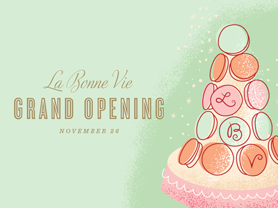 grand opening candy dessert hotel illustration macaron tree macarons shop