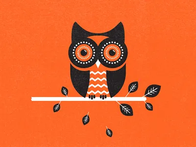 Owl hoo illustration orange texture
