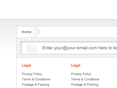 Footer ecommerce email footer mailing list newsletter shop ui web application