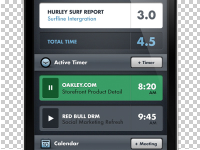 Managing your time...with less color. button interface iphone navigation ui