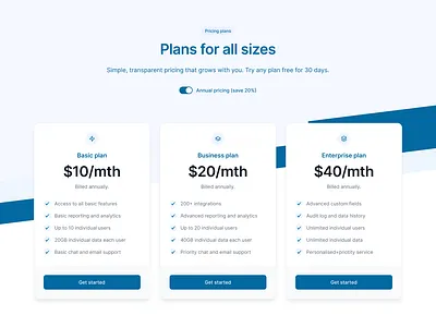 Pricing page pricing page header ui