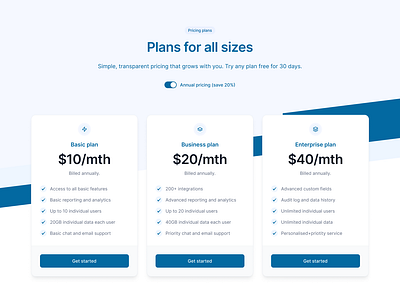 Pricing page pricing page header ui