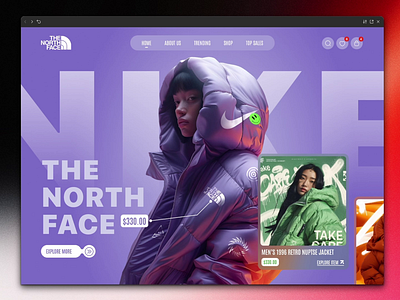 The North Face Jackets Website / Landing Page / UI Kit dashboard ecommerce ecommerceux jabel jackets landing page modern website modernwebdesign nike website online bussiness online shop productdesign responsivedesign shopping website single page web thenorthface uiuxdesign