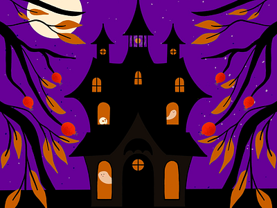 Spooky Night illustration alien planet artwork creepy home design dark fairytale art dark fantasy art ghostly artwork gothic halloween design halloween art halloween vibes horror cartoon scene illustratin design illustration mystical home design scary fantasy art skull artwork spooky castle spooky halloween illustration spooky illustration vibrant colors witchy artwork