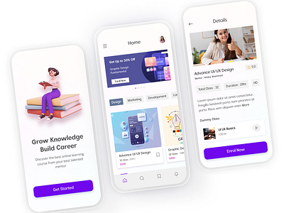 Online Course Mobile App UI Design aamamun app for online classes branding design e learning mobile app education app ui fresh design graphic design interactive onboarding screens learning app interface minimalist ui design mobile app design mobile app ui mobile ui mobile ui design modern app design online course app ui ui uiuxdesign ux design for learning apps