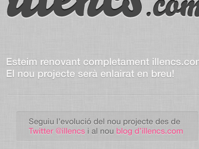 illencs.com, new landing page (follow Twitter and blog) (2) comingsoon footer grey landingpage launchingsoon minimal texture web