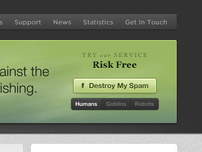 Destroy My Spam Part. Deux dark green grey spam ui