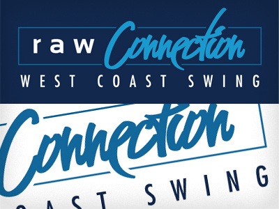 Raw Connection Logo Design blue dance design logo navy typography