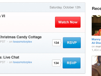 Bulbous Buttons buttons events list rsvp watch