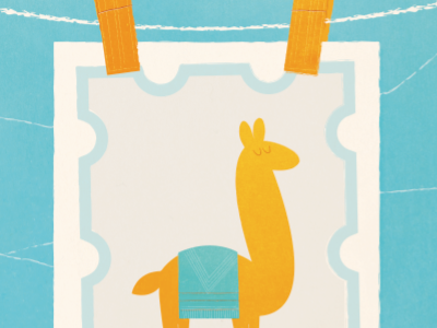 Peru Paper editorial illustration llama paper making clothes pins peru