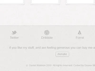 Footer Update danielwaldron dew dribbble footer forrst glyphs grey icons twitter website