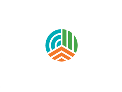 Now with color! blue circle geometry green logo orange
