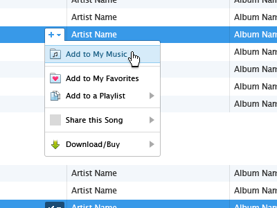 Contextual Menus blue contextual menus grooveshark icons menu options