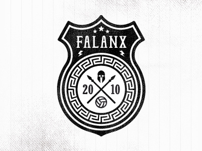 Falanx Soccer Badge (v2) badge design football greek grunge logo soccer spartan texture