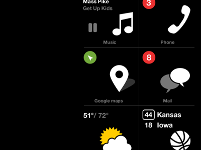 Center console car console dashboard icons tiles