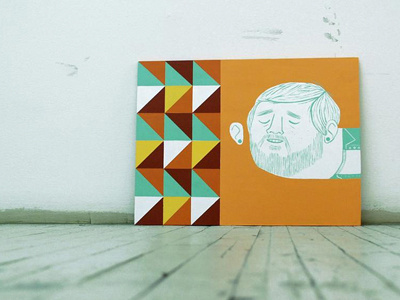 aaron's dilemma geometric illustration painting pattern plywood portrait