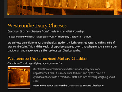 Westcombe Dairy cheese typography