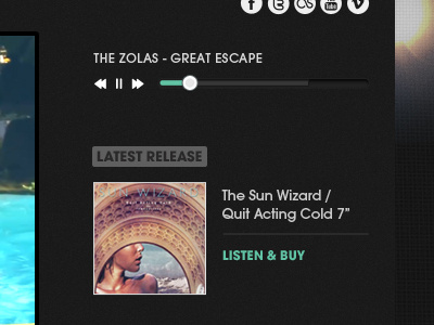 Record Label Dribbble black gray music player slider social ui