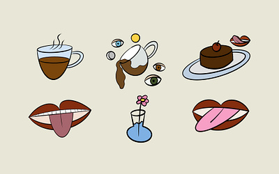 Coffee date illustration set branding graphic design illustration vector