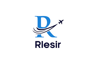 Letter R travel agency logo plane profit