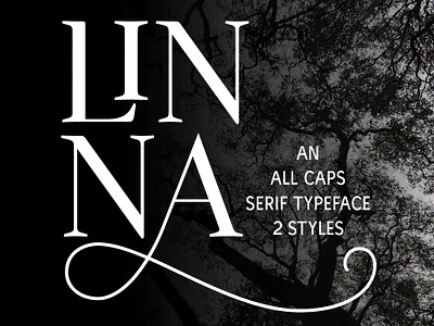 Linna Font all caps book editorial elegant feminine headlines humanist ligature linna font logo magazine ornaments pua stencil swash titling typeface vintage