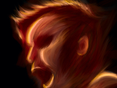 Intense Portrait digital painting orange portrait red singer yellow