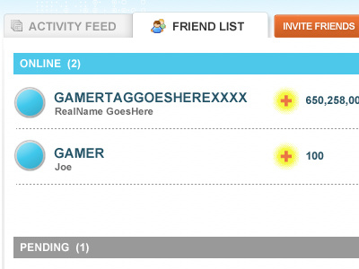 Friend List blue data friend list listing mockup orange redesign tabs white work