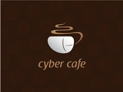 Cyber Cafe brown cafe coffee computer cyber logo mouse warm