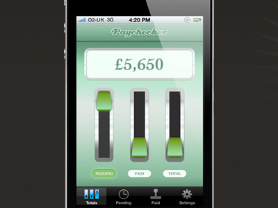 Paychecker App green iphone retro ui
