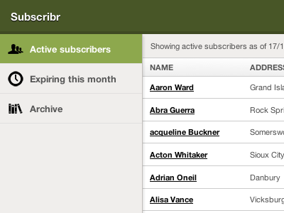 Subscribr menu nav ui