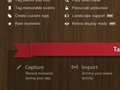 Momento Red Ribbon & Icons icons material red ribbon texture website