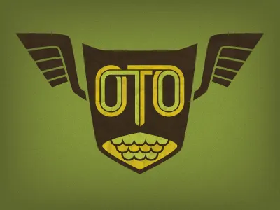 o.t.o. badge. badge design emblem icon logo owl wings