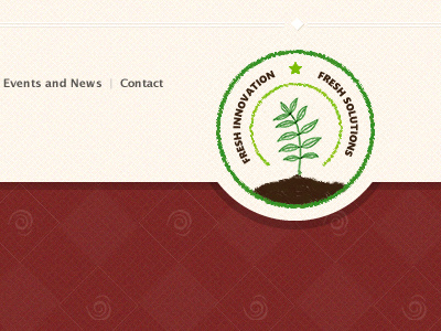 Fresh Innovation, Fresh Solutions cream footer green red
