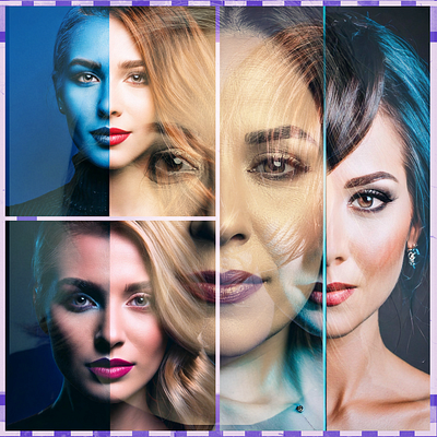 Split Portrait of AI-generated images adobe beauty express firefly graphic design portrait women