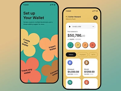 Cartera digital wallet app interface app bitcoin tracking blockchain app blockchain wallet tracker cartera crypto finance tracker crypto manager app design crypto ux design decentralized finance digital wallet app design ethereum wallet minimalist crypto app mobile app nft tracker personalized finance token portfolio ui ux wallet connection app web3 interface