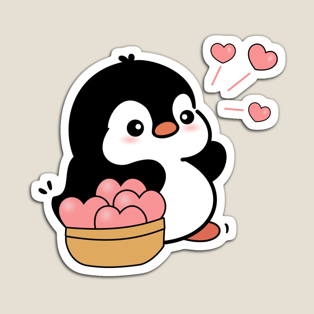 Cute Chubby Penguin Sending Love - Adorable Kawaii Animal Design by _Lu7u_  on Dribbble, image size:1000x1000