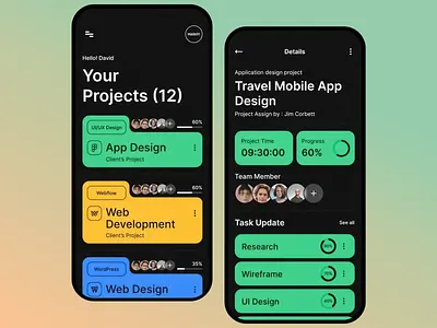 ProjectFlow - Project Management App Design app app design customizable app design finance fintech management mobile app mobile app design mobile app interface personalized project app project project management app project performance tracker project tracking app tool ui ux ux ui wallet webflow project management