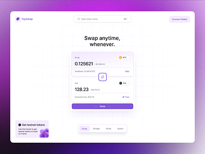 🦖YaySwap - Token Swap Page bridge crypto defi productdesign swap token ui uiux website