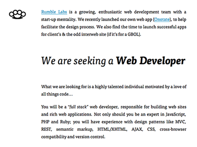 Rumble Labs is Hiring developer hiring jobs rumble labs