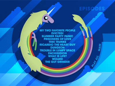 adventure time episodes menu. adventure time blue design dvd illustration lady rainicorn menu rainbow