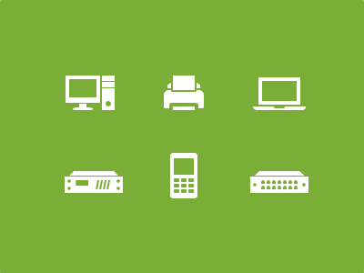 IT equipment computer icons illustrator laptop phone printer server switch